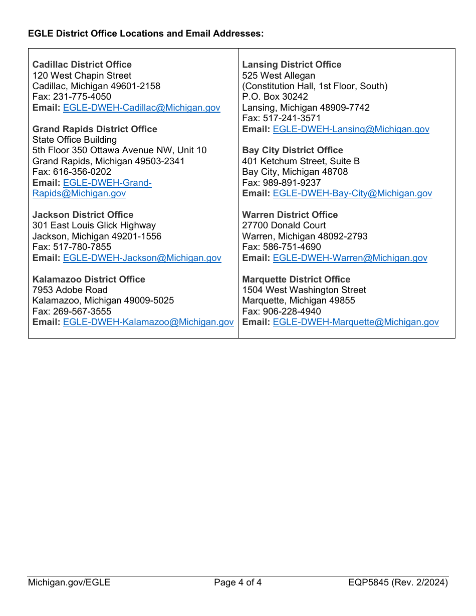Form EQP5845 Annual Service Line Replacement Report - Michigan, Page 4
