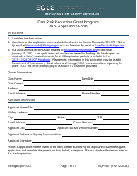 Form EQP9347 Application Form - Dam Risk Reduction Grant Program - Michigan