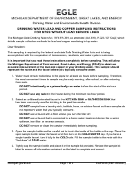 Form EQP5858 Drinking Water Lead and Copper Sampling Instructions for Sites Without Lead Service Lines - Michigan