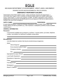 Form EQP5859 Emergency Response Plan (Erp) - Michigan