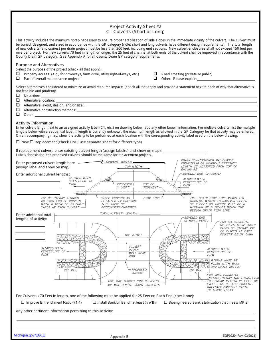 Form EQP9220 Application Under County Drains General Permit Category - Michigan, Page 11