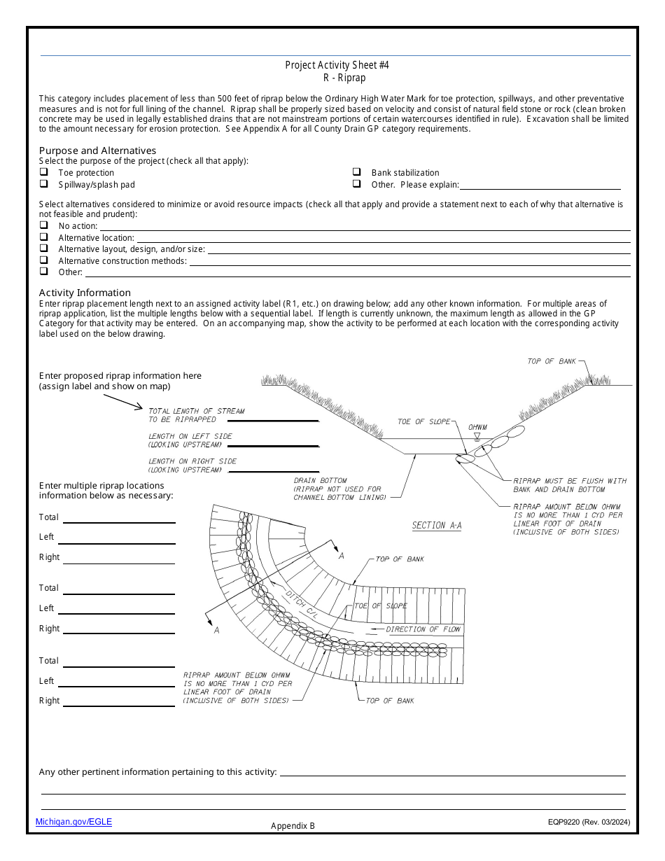 Form EQP9220 Application Under County Drains General Permit Category - Michigan, Page 13