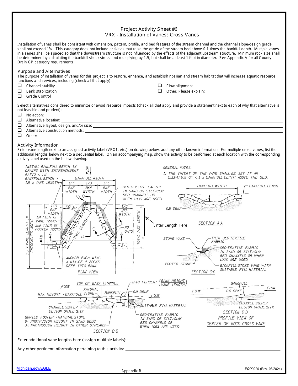 Form EQP9220 Application Under County Drains General Permit Category - Michigan, Page 15