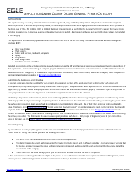 Form EQP9220 Application Under County Drains General Permit Category - Michigan