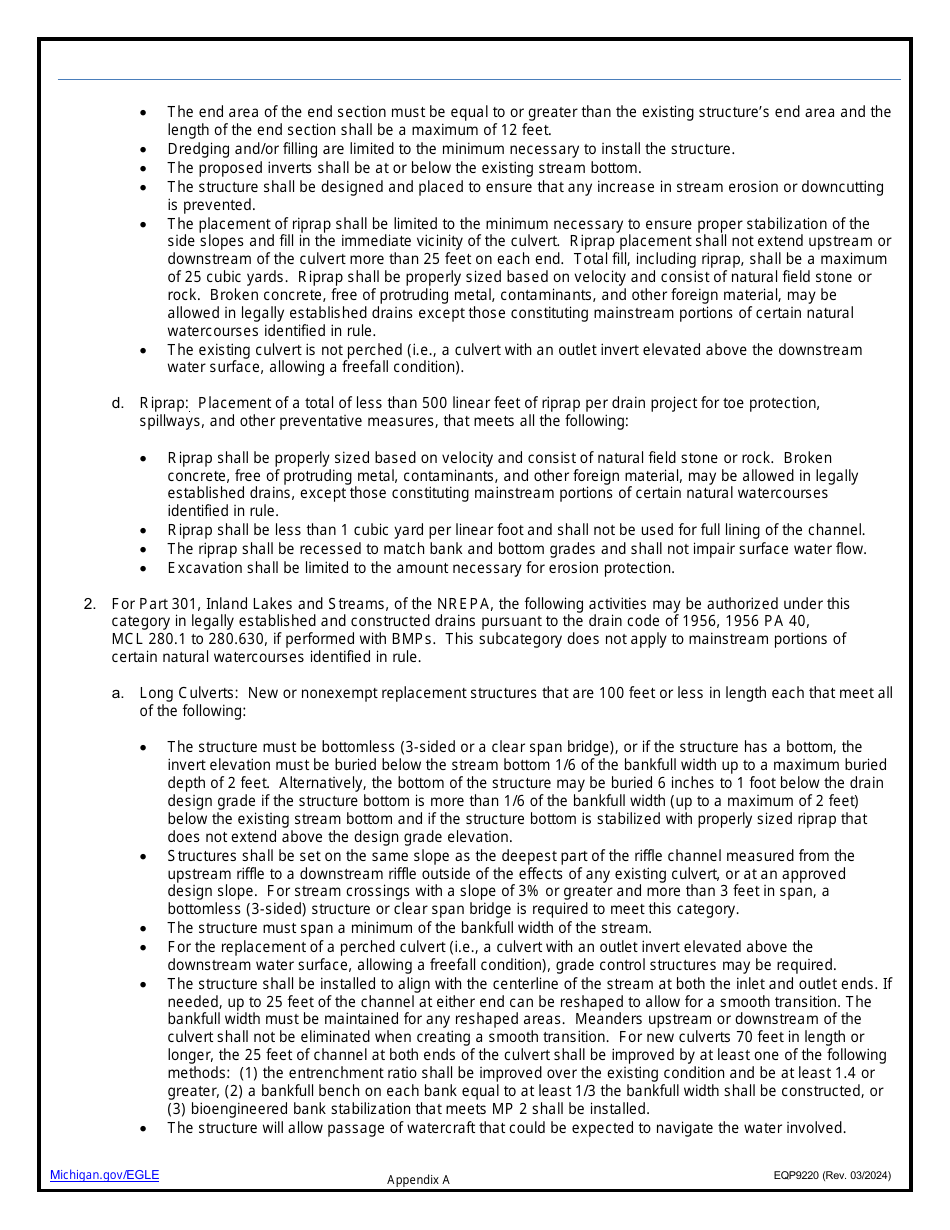 Form EQP9220 Application Under County Drains General Permit Category - Michigan, Page 6
