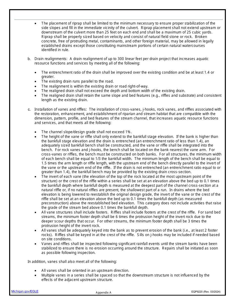 Form EQP9220 Application Under County Drains General Permit Category - Michigan, Page 7