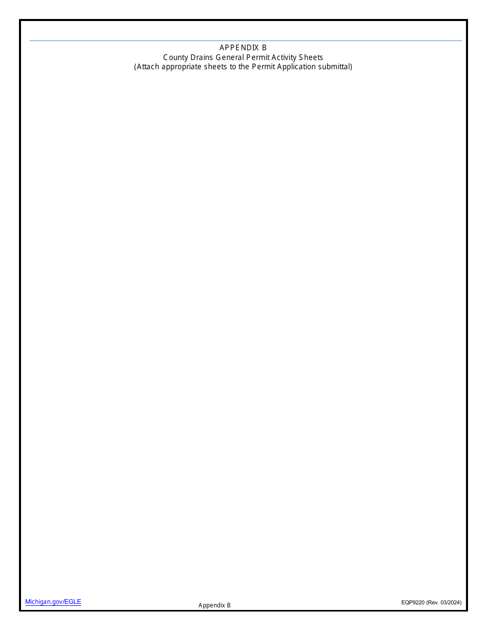Form EQP9220 Application Under County Drains General Permit Category - Michigan, Page 9
