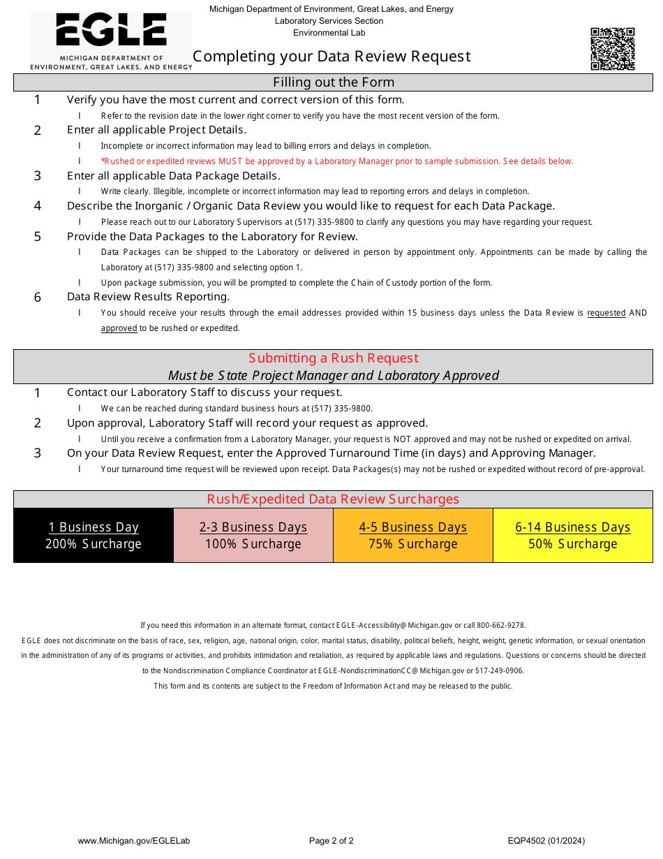 Form EQP4502 Data Review Request - Michigan, Page 2