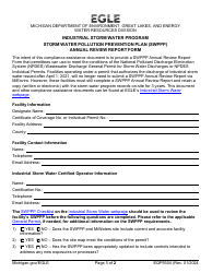 Document preview: Form EQP9304 Storm Water Pollution Prevention Plan (Swppp) Annual Review Report Form - Industrial Storm Water Program - Michigan