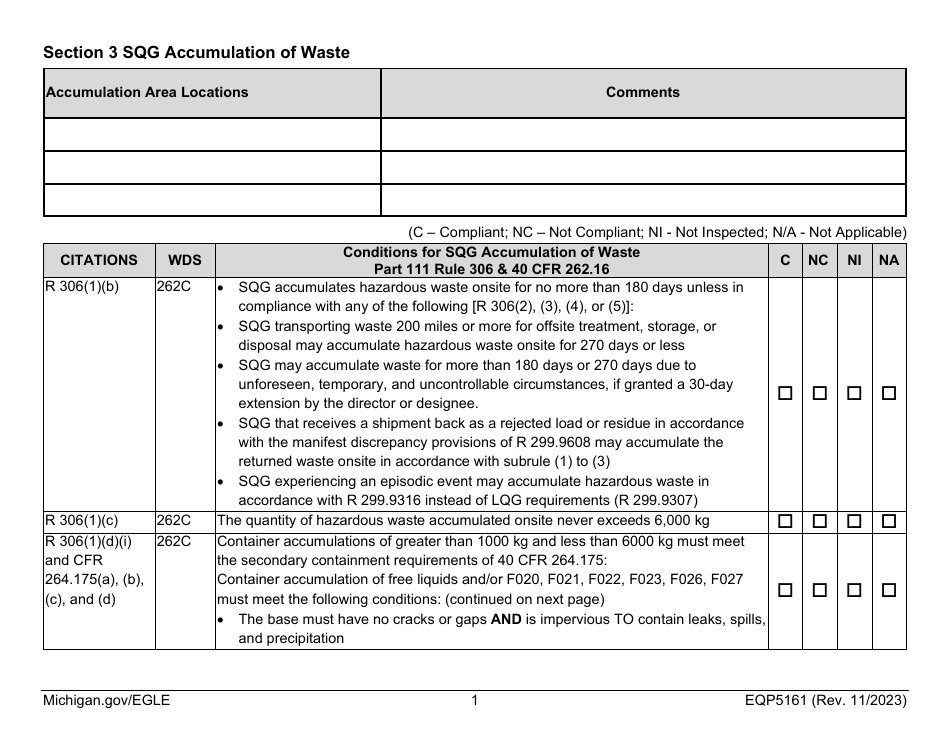 Form EQP5161 Generator Inspecton - Michigan, Page 10