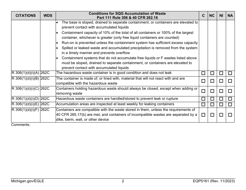 Form EQP5161 Generator Inspecton - Michigan, Page 11