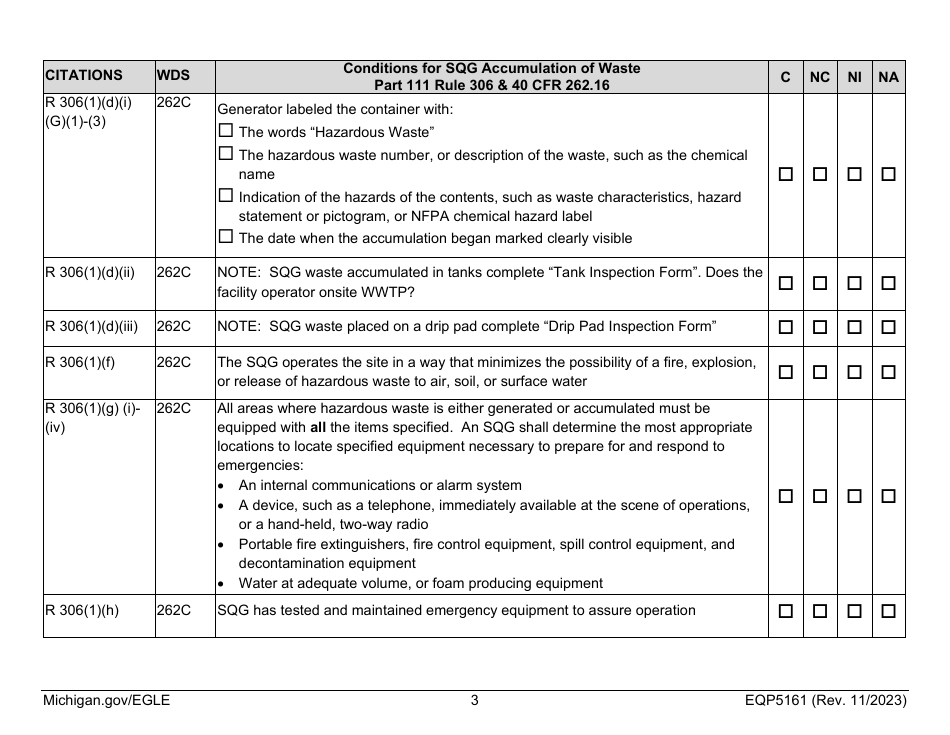 Form EQP5161 Generator Inspecton - Michigan, Page 12
