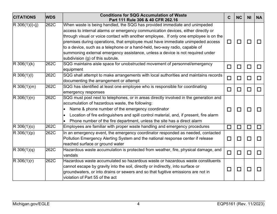 Form EQP5161 Generator Inspecton - Michigan, Page 13