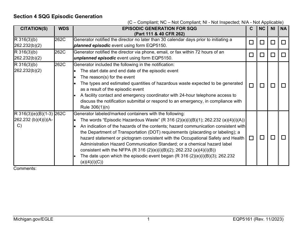 Form EQP5161 Generator Inspecton - Michigan, Page 15