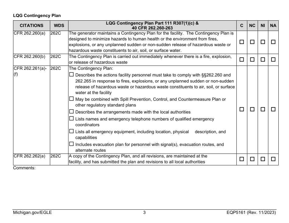 Form EQP5161 Generator Inspecton - Michigan, Page 20