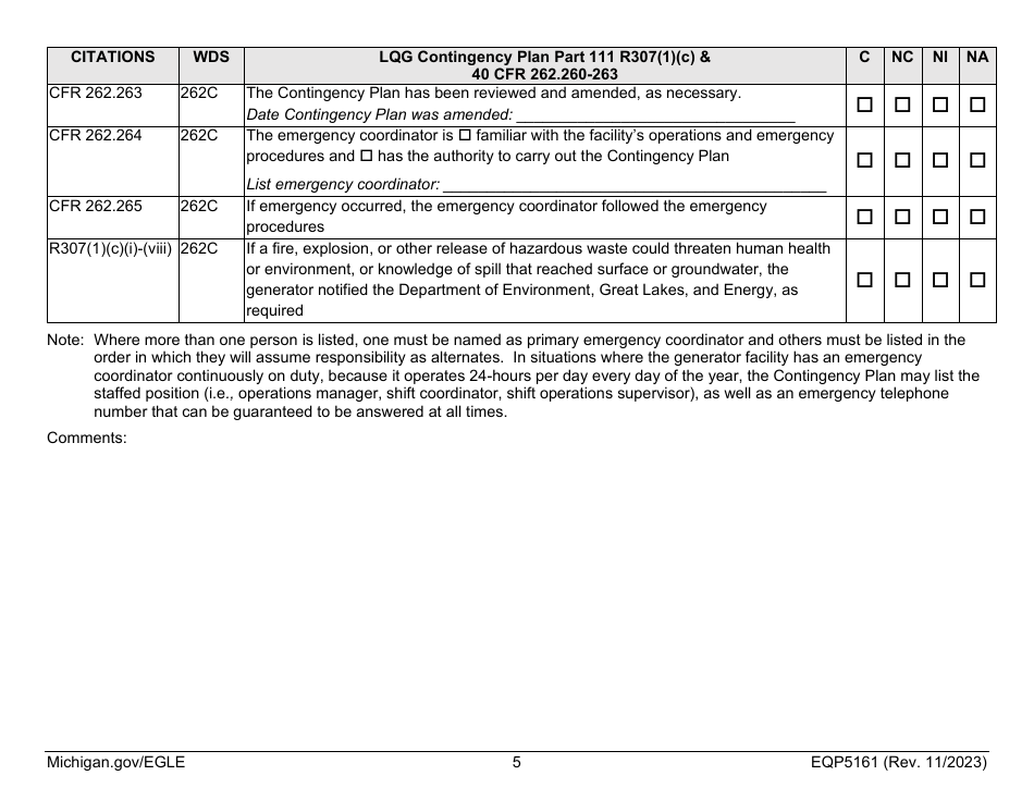 Form EQP5161 Generator Inspecton - Michigan, Page 22