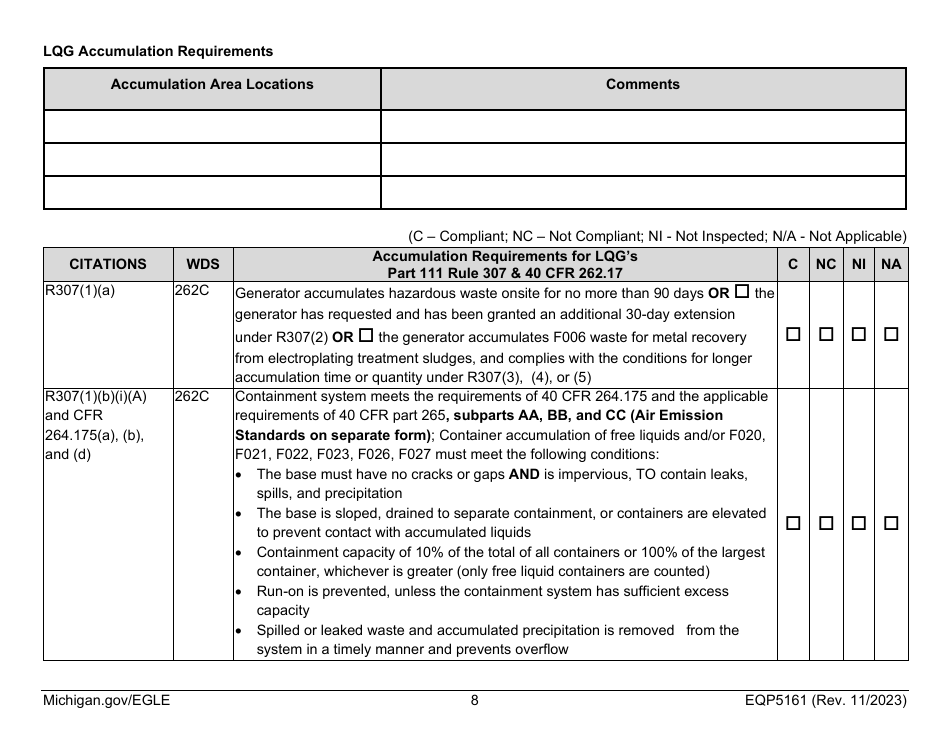 Form EQP5161 Generator Inspecton - Michigan, Page 25