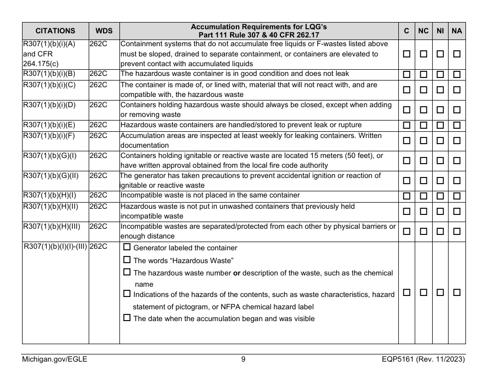 Form EQP5161 Generator Inspecton - Michigan, Page 26