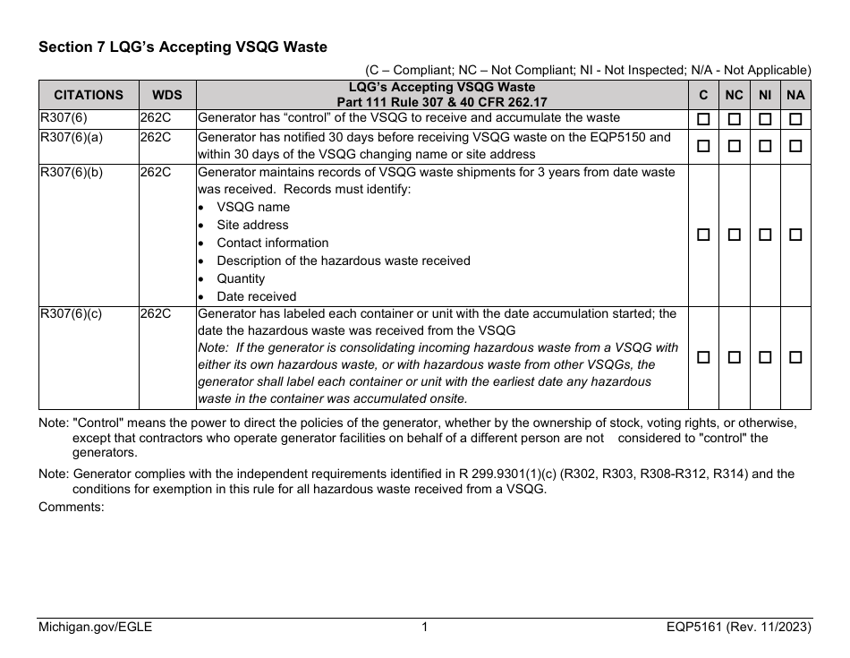 Form EQP5161 Generator Inspecton - Michigan, Page 29