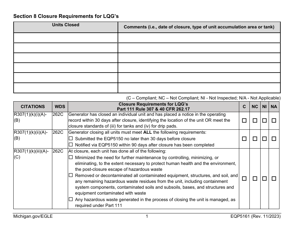 Form EQP5161 Generator Inspecton - Michigan, Page 30