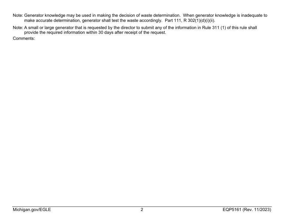 Form EQP5161 Generator Inspecton - Michigan, Page 3