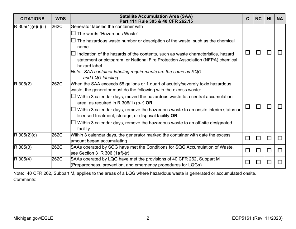 Form EQP5161 Generator Inspecton - Michigan, Page 9