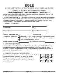 Form EQP5826 Level 1 Assessment Form for Community Water Supply - Michigan