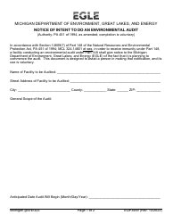 Form EQP3469 Notice of Intent to Do an Environmental Audit - Michigan