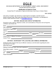 Document preview: Form EQP9269 Notification of Intent to Treat - Michigan