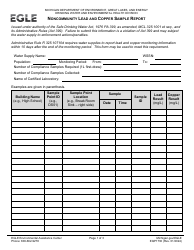 Form EQP1730 Noncommunity Lead and Copper Sample Report - Michigan