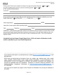 Form EQP1730 Noncommunity Lead and Copper Sample Report - Michigan, Page 2