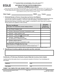 Form EQP5851 Preliminary Distribution System Materials Inventory (Pdsmi) Interim Update - Michigan