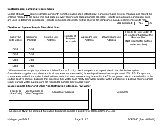Form EQP5950 Sampling Plan - Bacteriological - Michigan, Page 2