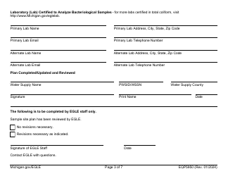 Form EQP5950 Sampling Plan - Bacteriological - Michigan, Page 3