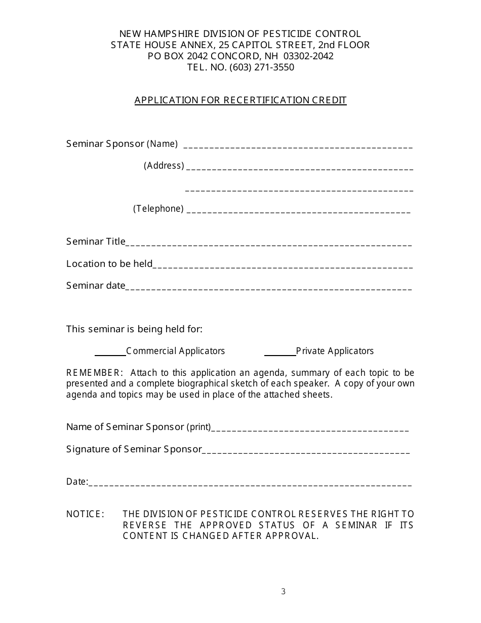 Application for Recertification Credit - New Hampshire, Page 3