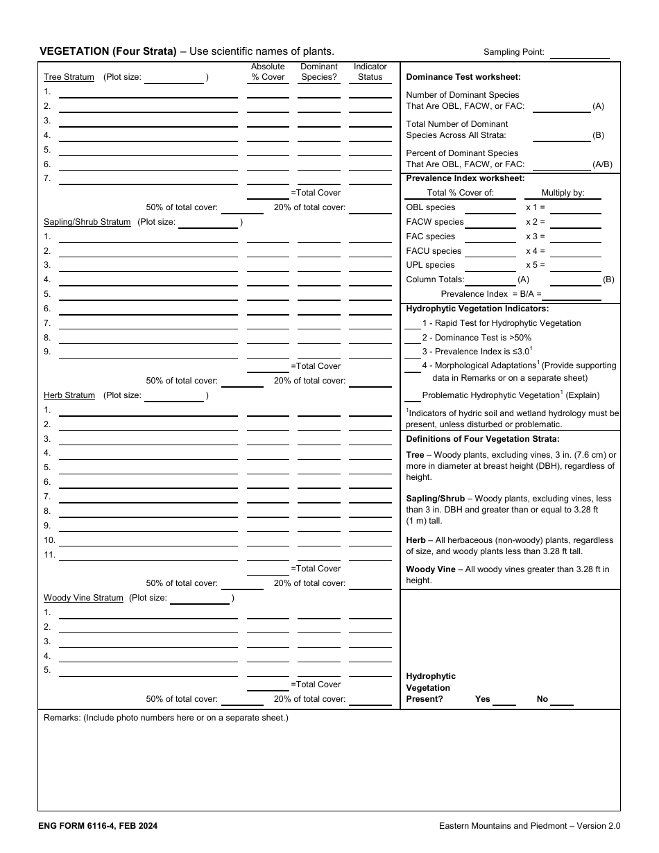 ENG Form 6116-4 Download Printable PDF or Fill Online Wetland ...