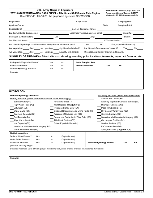 ENG Form 6116-2  Printable Pdf
