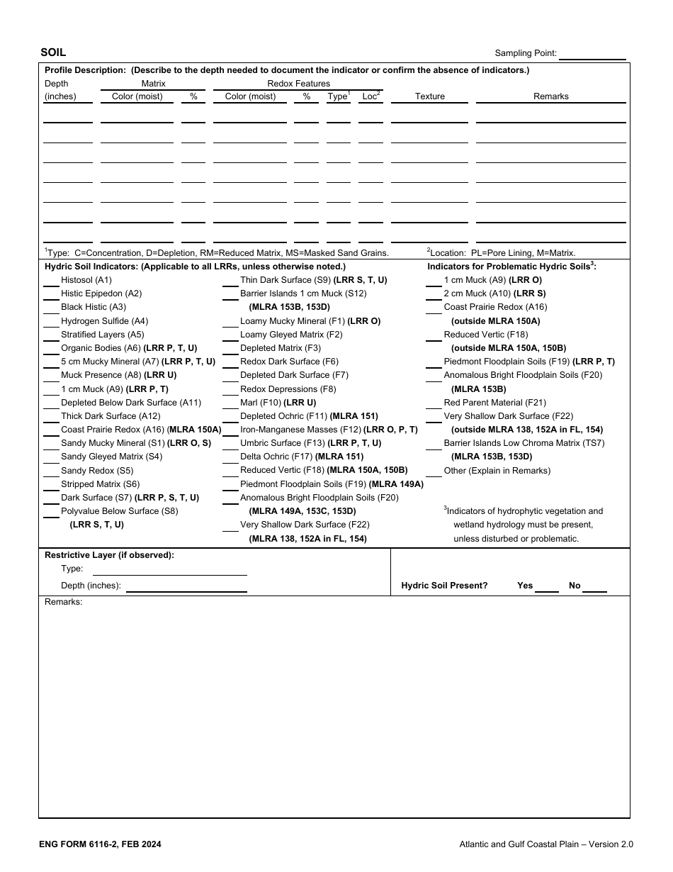 Eng Form 6116-2 Download Printable Pdf Or Fill Online Wetland 