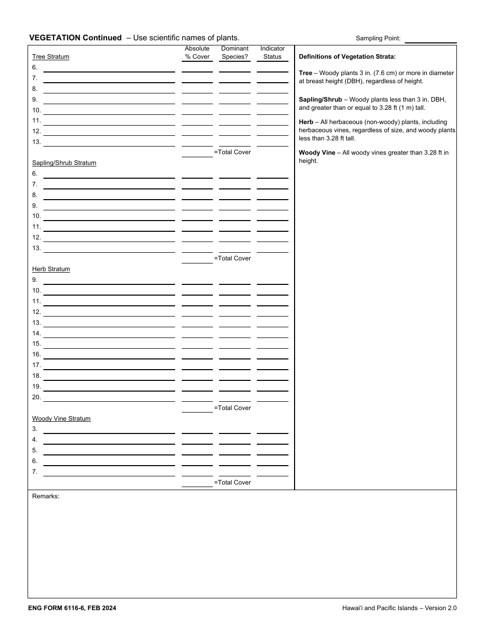 ENG Form 6116-6 Wetland Determination Data Sheet - Hawaii and Pacific Islands Region, Page 3