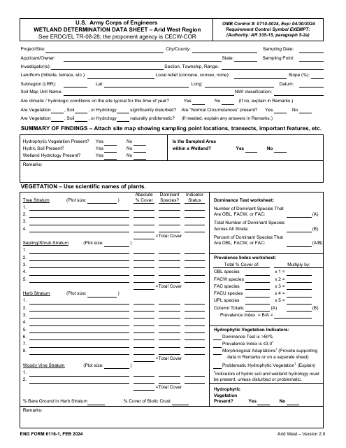 ENG Form 6116-1  Printable Pdf