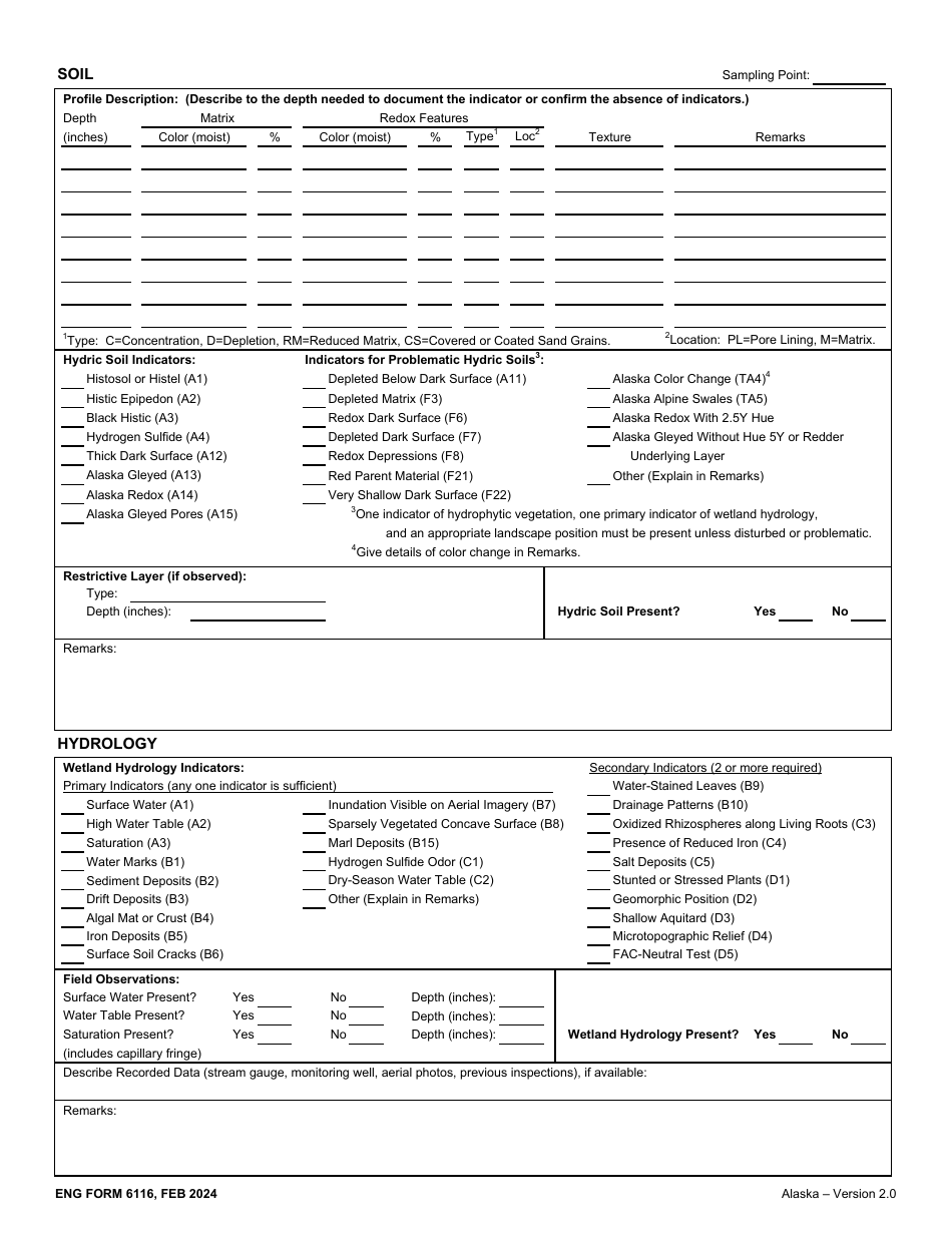 ENG Form 6116 Download Printable PDF or Fill Online Wetland ...