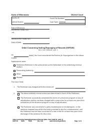 Document preview: Form EXP105 Order Concerning Sealing/Expunging of Records - Minnesota