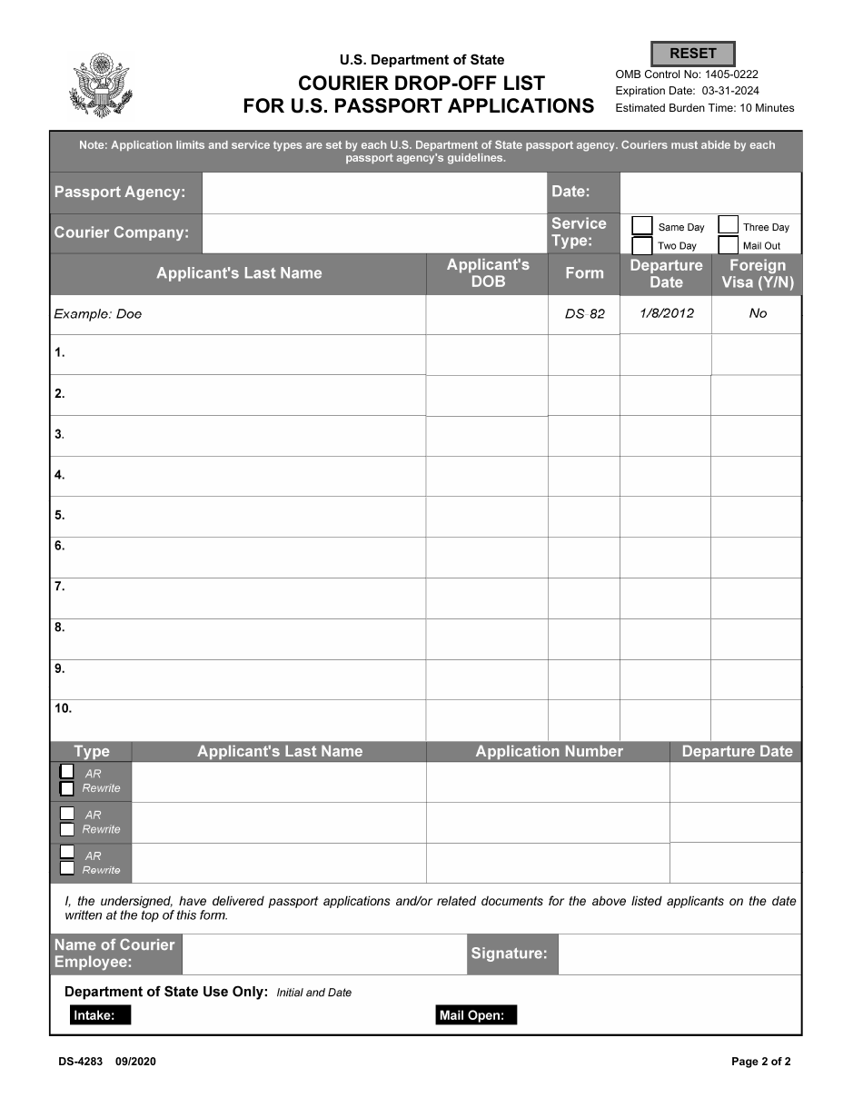 Form DS-4283 - Fill Out, Sign Online and Download Fillable PDF ...