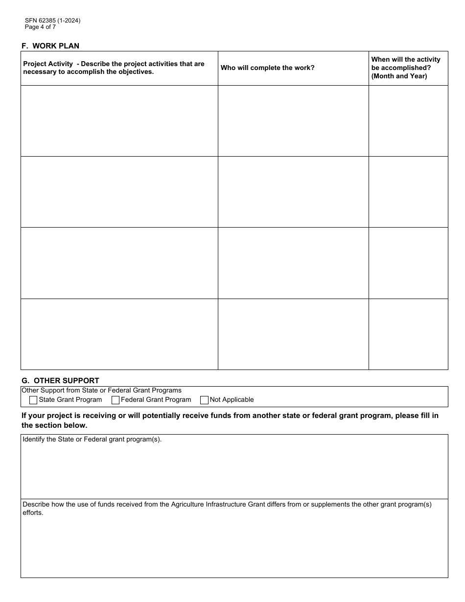 Form SFN62385 Agriculture Infrastructure Grant Application - North Dakota, Page 4