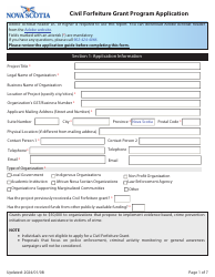 Civil Forfeiture Grant Program Application - Nova Scotia, Canada