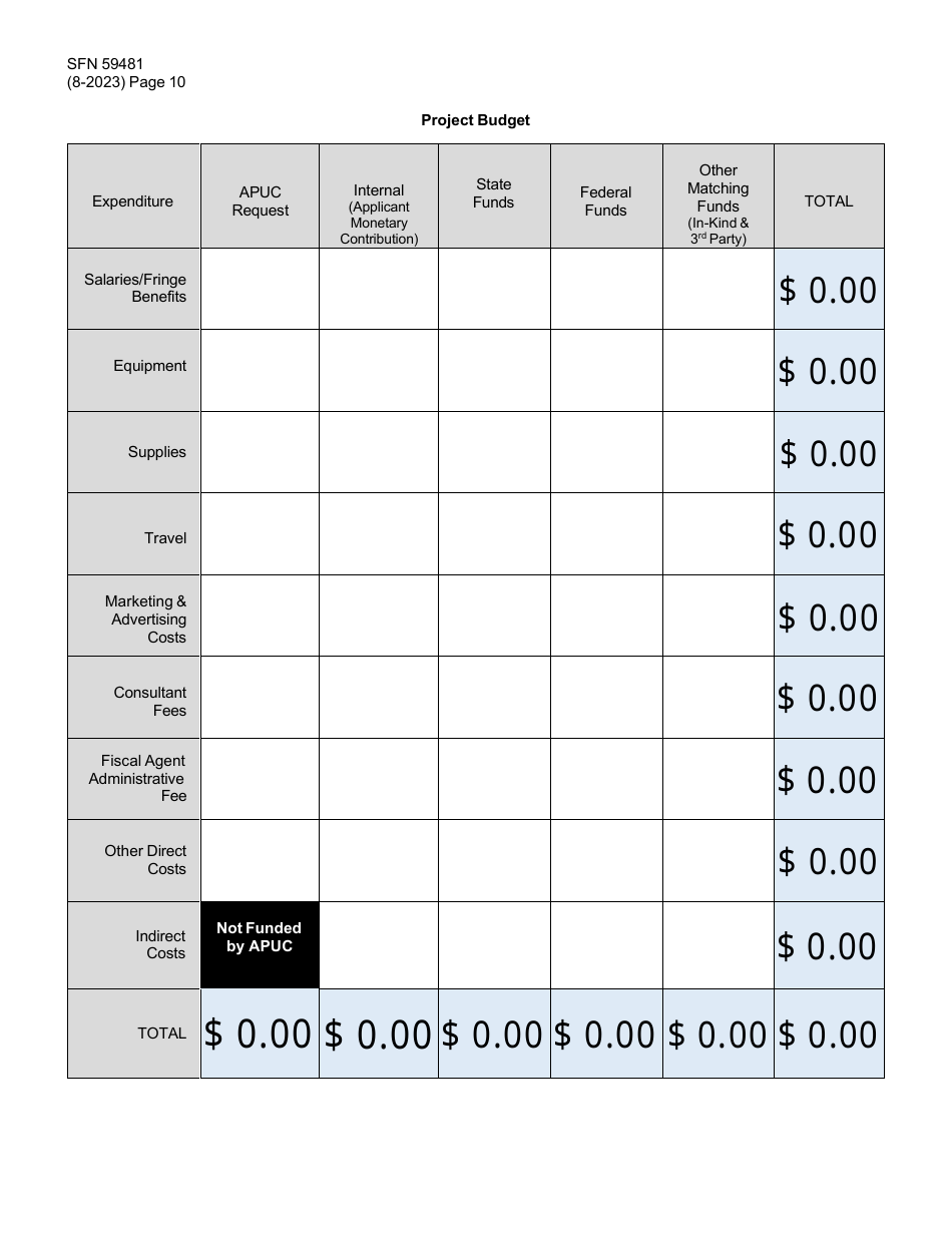 Form SFN59481 Agricultural Products Utilization Commission Grant Application - North Dakota, Page 10