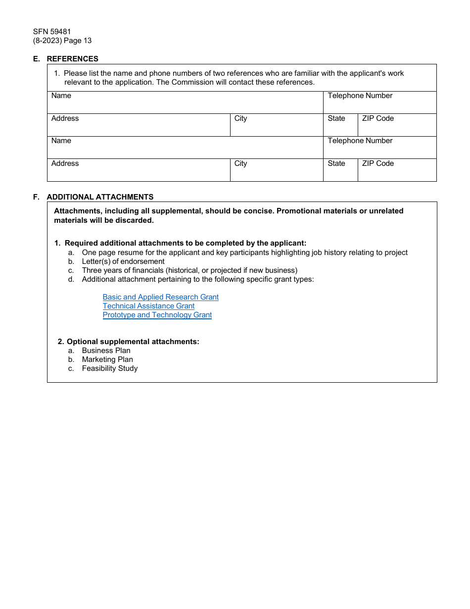 Form SFN59481 Agricultural Products Utilization Commission Grant Application - North Dakota, Page 13