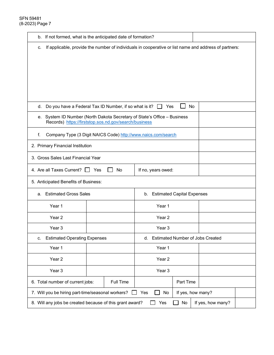 Form SFN59481 Agricultural Products Utilization Commission Grant Application - North Dakota, Page 7