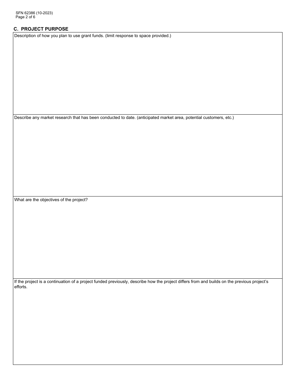 Form SFN62386 Agriculture Diversification and Development Fund Grant Application - North Dakota, Page 2