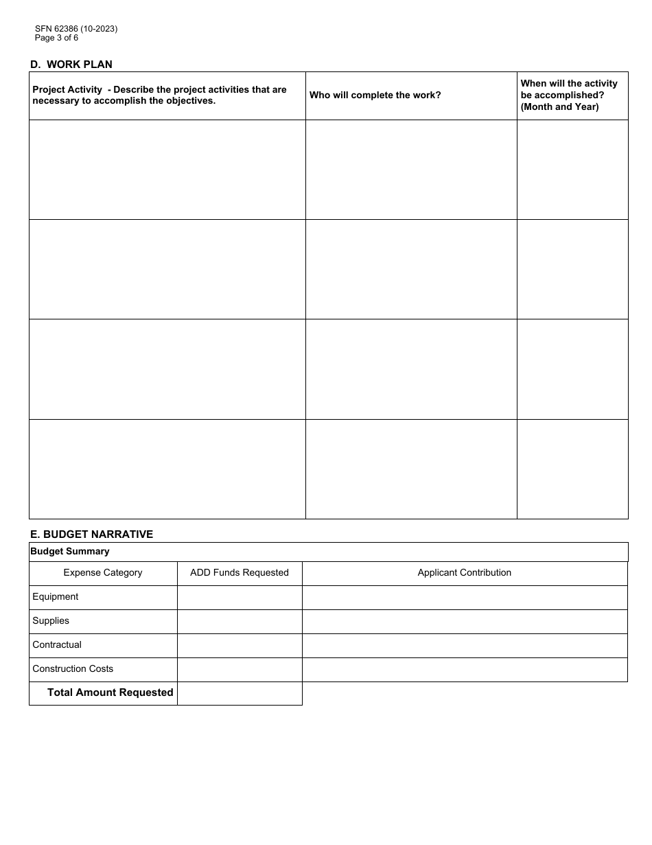 Form SFN62386 Agriculture Diversification and Development Fund Grant Application - North Dakota, Page 3